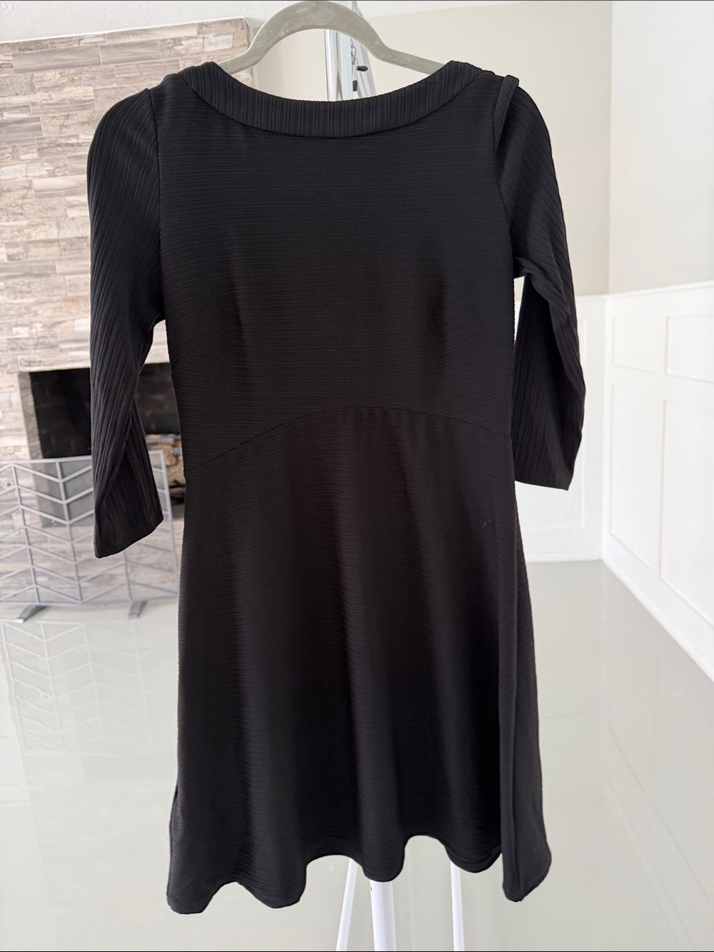 Tommy Hilfiger Black Textured Long-Sleeve A-Line Dress